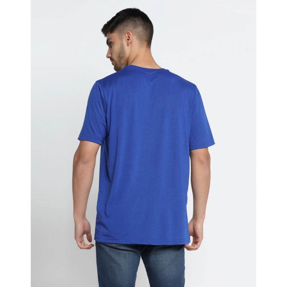 Generic Men's Casual Half Sleeve Printed Cotton Blended Round Neck T-shirt (Royal) - MYLUXURY LANE ENTERPRISE