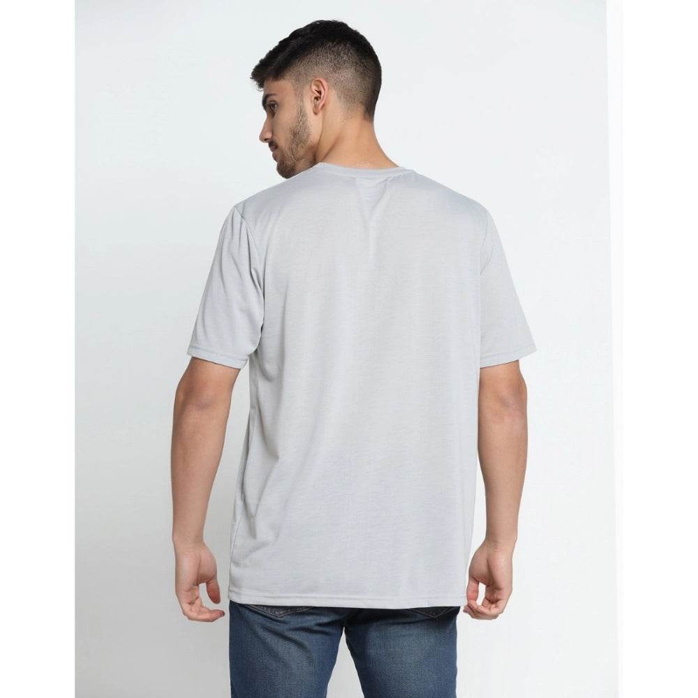 Generic Men's Casual Half Sleeve Printed Cotton Blended Round Neck T-shirt (L.Grey) - MYLUXURY LANE ENTERPRISE
