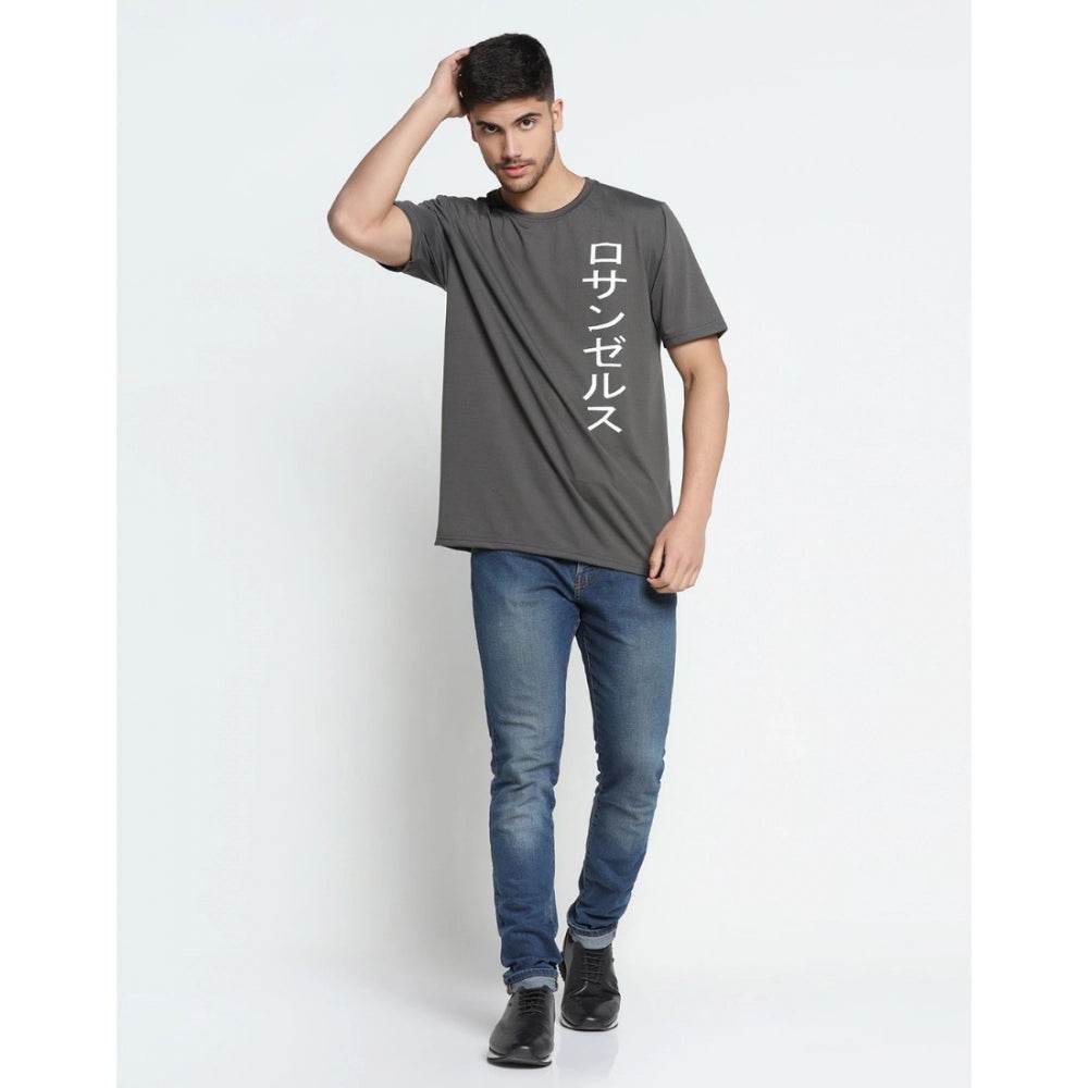 Generic Men's Casual Half Sleeve Printed Cotton Blended Round Neck T-shirt (D.Grey) - MYLUXURY LANE ENTERPRISE