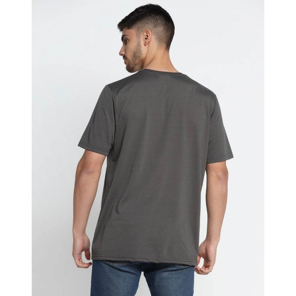 Generic Men's Casual Half Sleeve Printed Cotton Blended Round Neck T-shirt (D.Grey) - MYLUXURY LANE ENTERPRISE