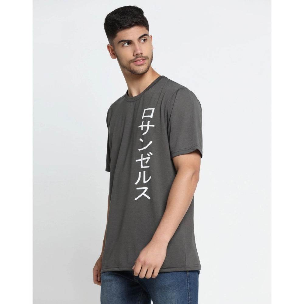 Generic Men's Casual Half Sleeve Printed Cotton Blended Round Neck T-shirt (D.Grey) - MYLUXURY LANE ENTERPRISE