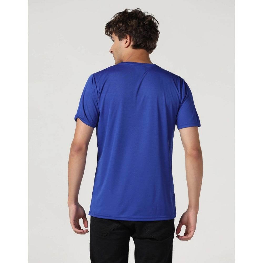 Generic Men's Casual Half Sleeve Solid Polyester Round Neck T-shirt (Royal) - MYLUXURY LANE ENTERPRISE