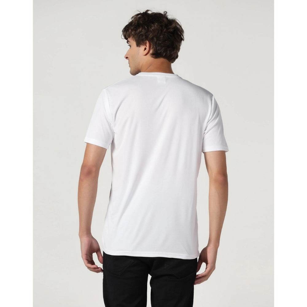 Generic Men's Casual Half Sleeve Solid Polyester Round Neck T-shirt (White) - MYLUXURY LANE ENTERPRISE
