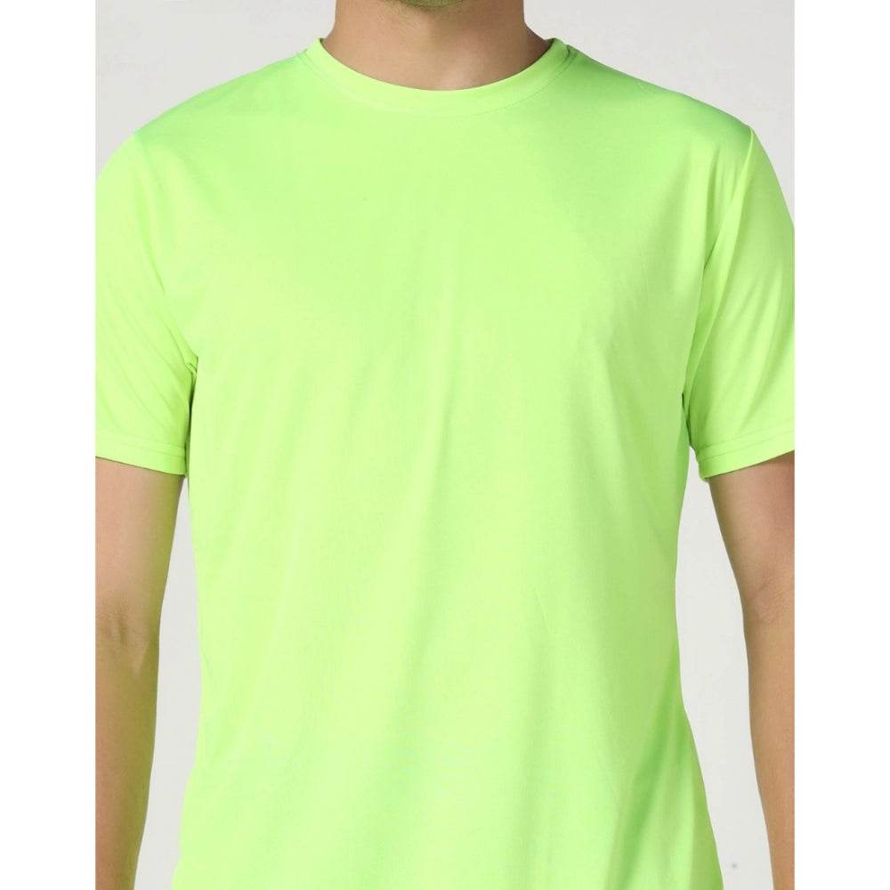 Generic Men's Casual Half Sleeve Solid Polyester Round Neck T-shirt (Neon) - MYLUXURY LANE ENTERPRISE