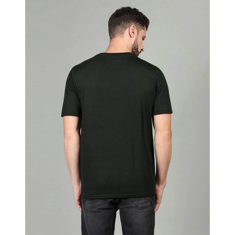 Generic Men's Casual Half Sleeve Solid Cotton Blended Round Neck T-shirt (Green) - MYLUXURY LANE ENTERPRISE