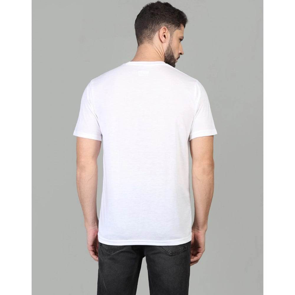 Generic Men's Casual Half Sleeve Solid Cotton Blended Round Neck T-shirt (White) - MYLUXURY LANE ENTERPRISE