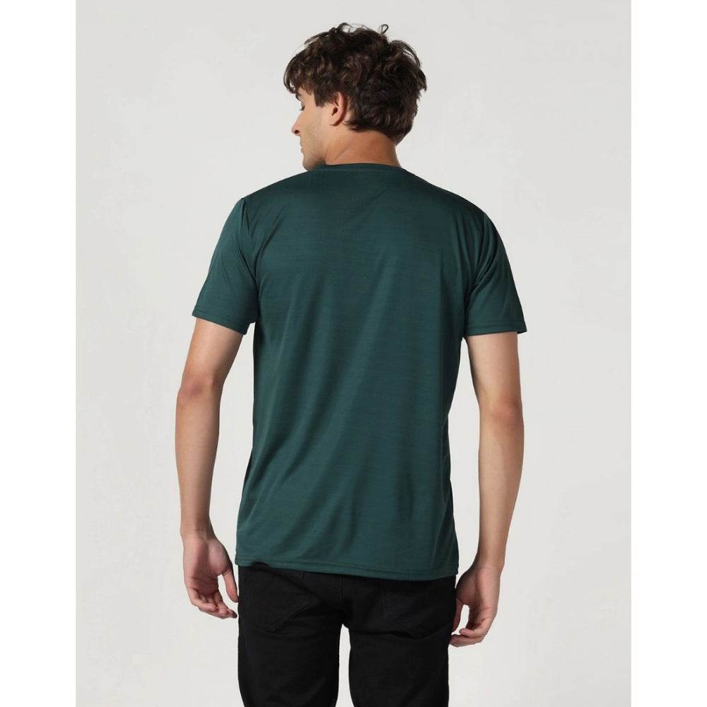 Generic Men's Casual Half Sleeve Solid Polyester Round Neck T-shirt (Green) - MYLUXURY LANE ENTERPRISE