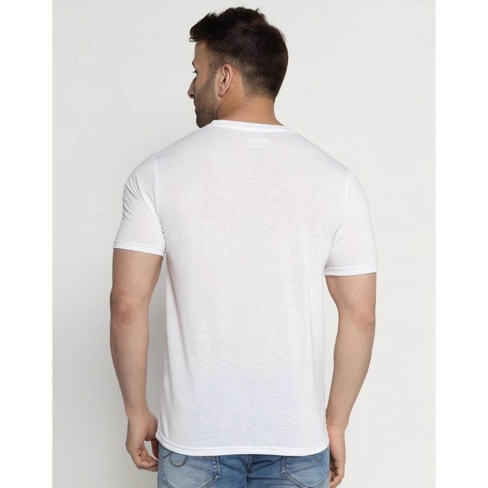 Generic Men's Casual Half Sleeve Printed Cotton Blended Round Neck T-shirt (White) - MYLUXURY LANE ENTERPRISE