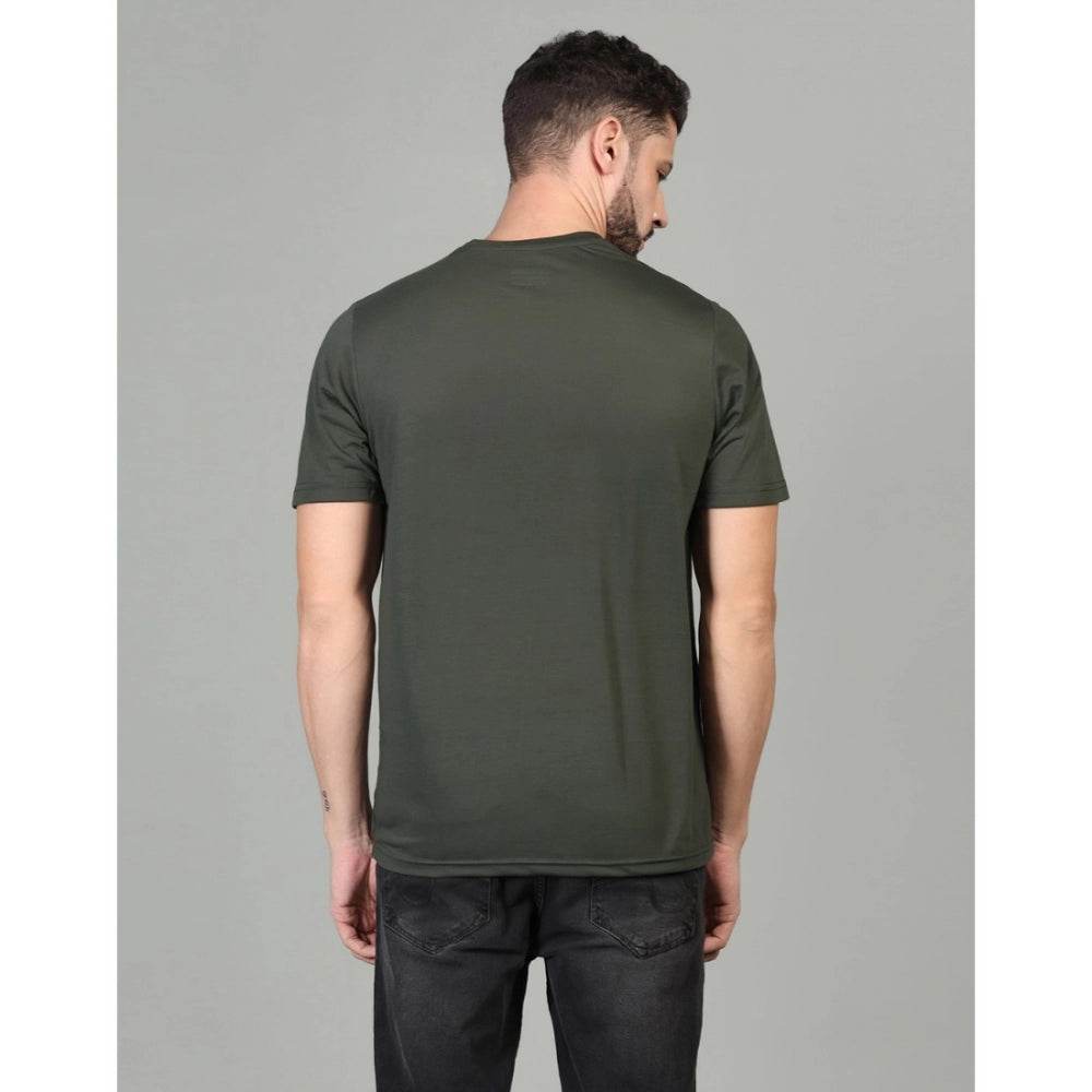 Generic Men's Casual Half Sleeve Solid Cotton Blended Round Neck T-shirt (D.Grey) - MYLUXURY LANE ENTERPRISE