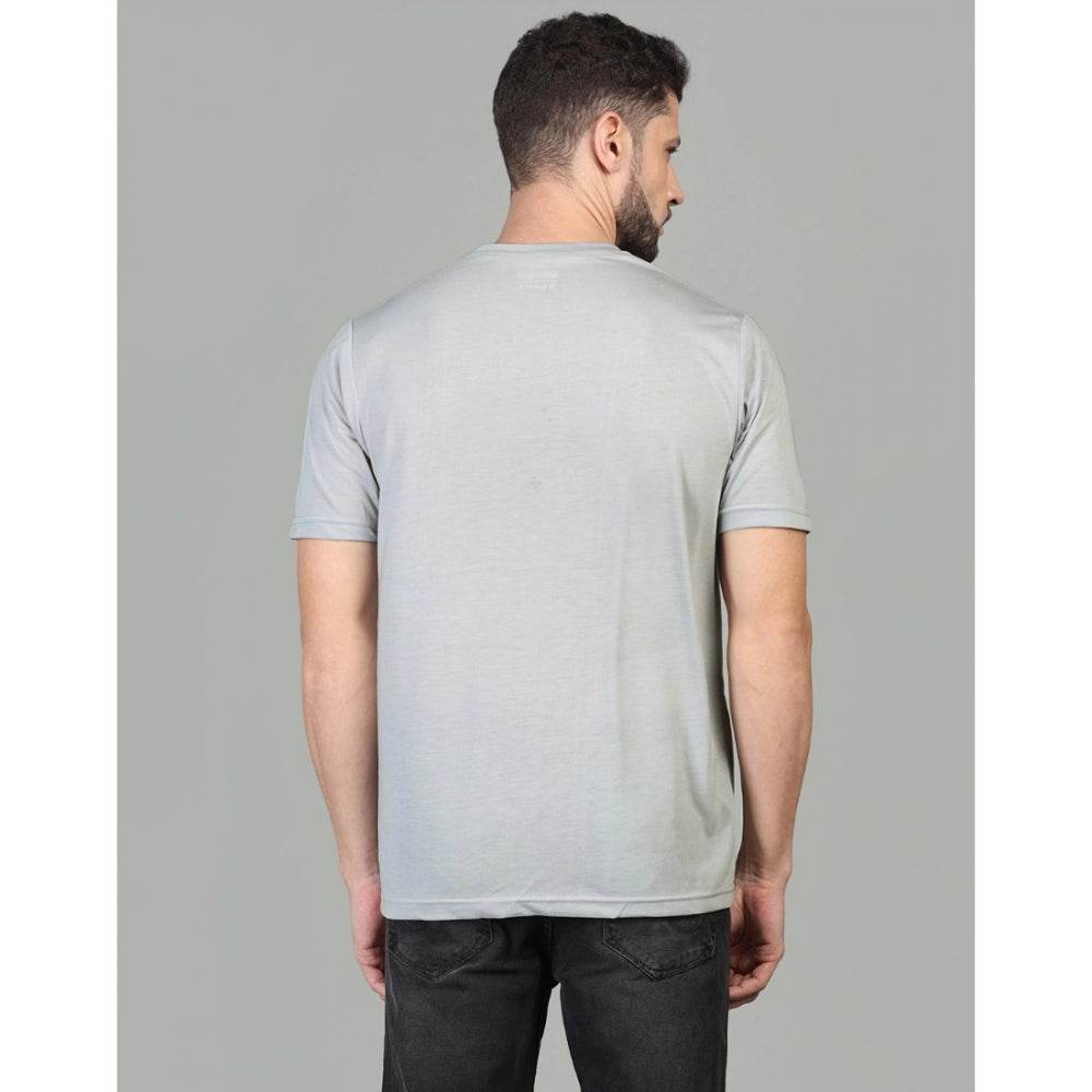 Generic Men's Casual Half Sleeve Solid Cotton Blended Round Neck T-shirt (Grey) - MYLUXURY LANE ENTERPRISE