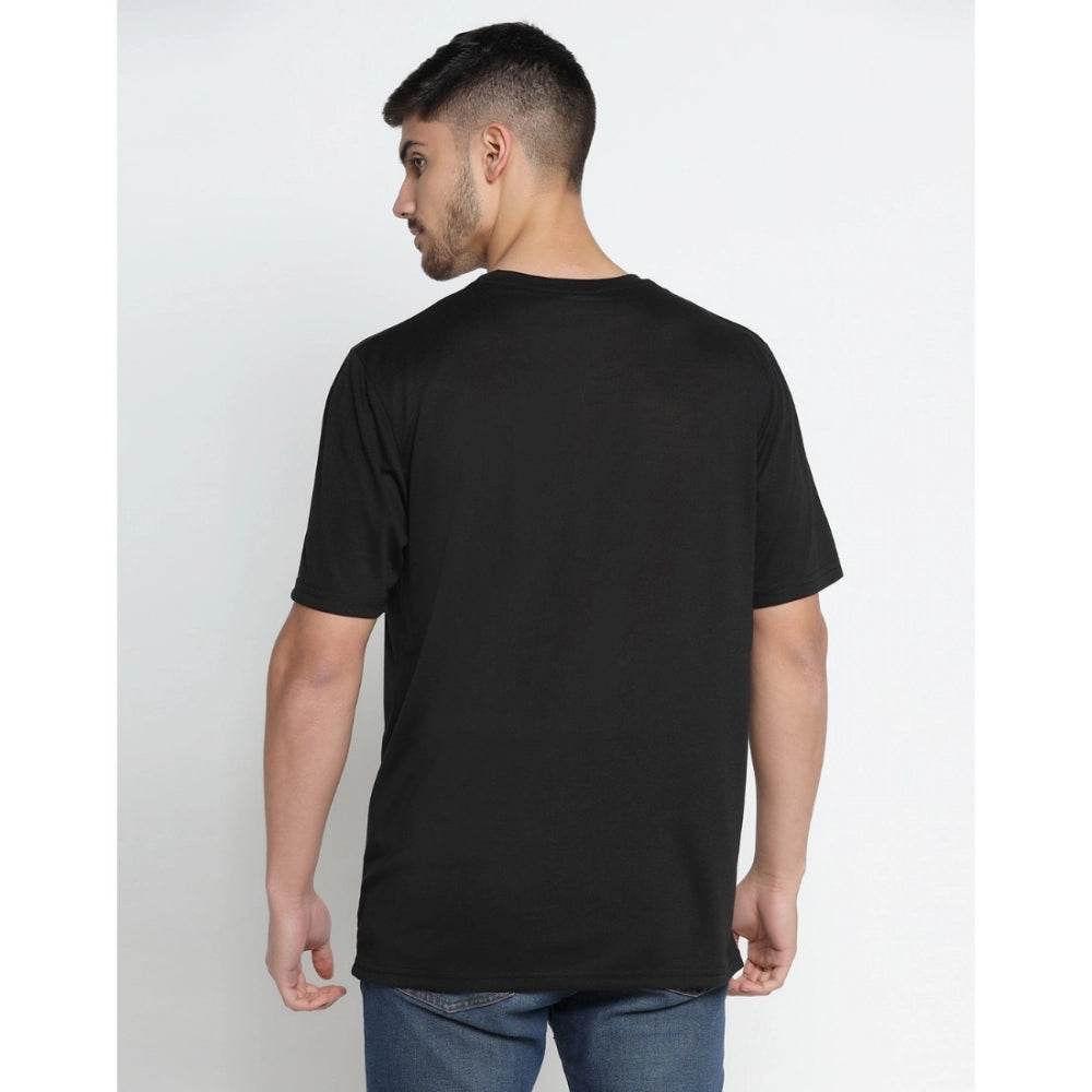 Generic Men's Casual Half Sleeve Printed Cotton Blended Round Neck T-shirt (Black) - MYLUXURY LANE ENTERPRISE