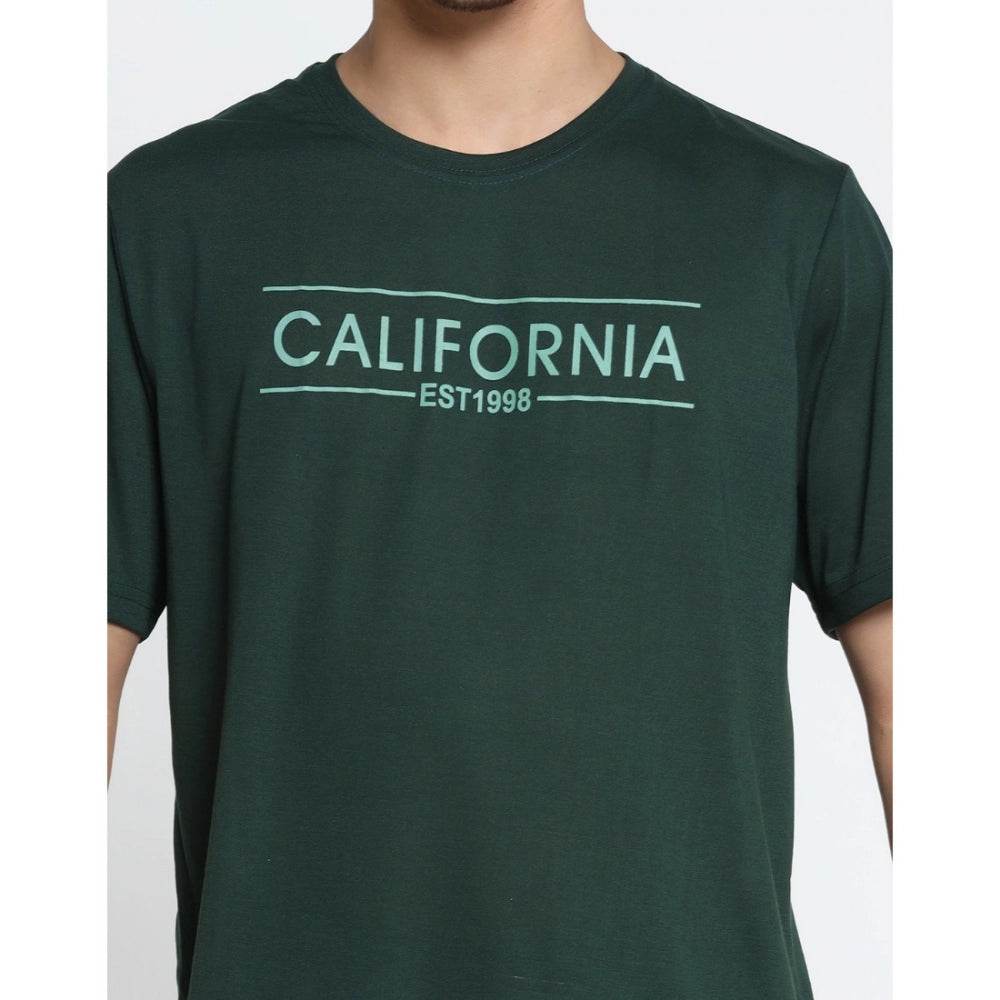 Generic Men's Casual Half Sleeve Printed Cotton Blended Round Neck T-shirt (B.Green) - MYLUXURY LANE ENTERPRISE