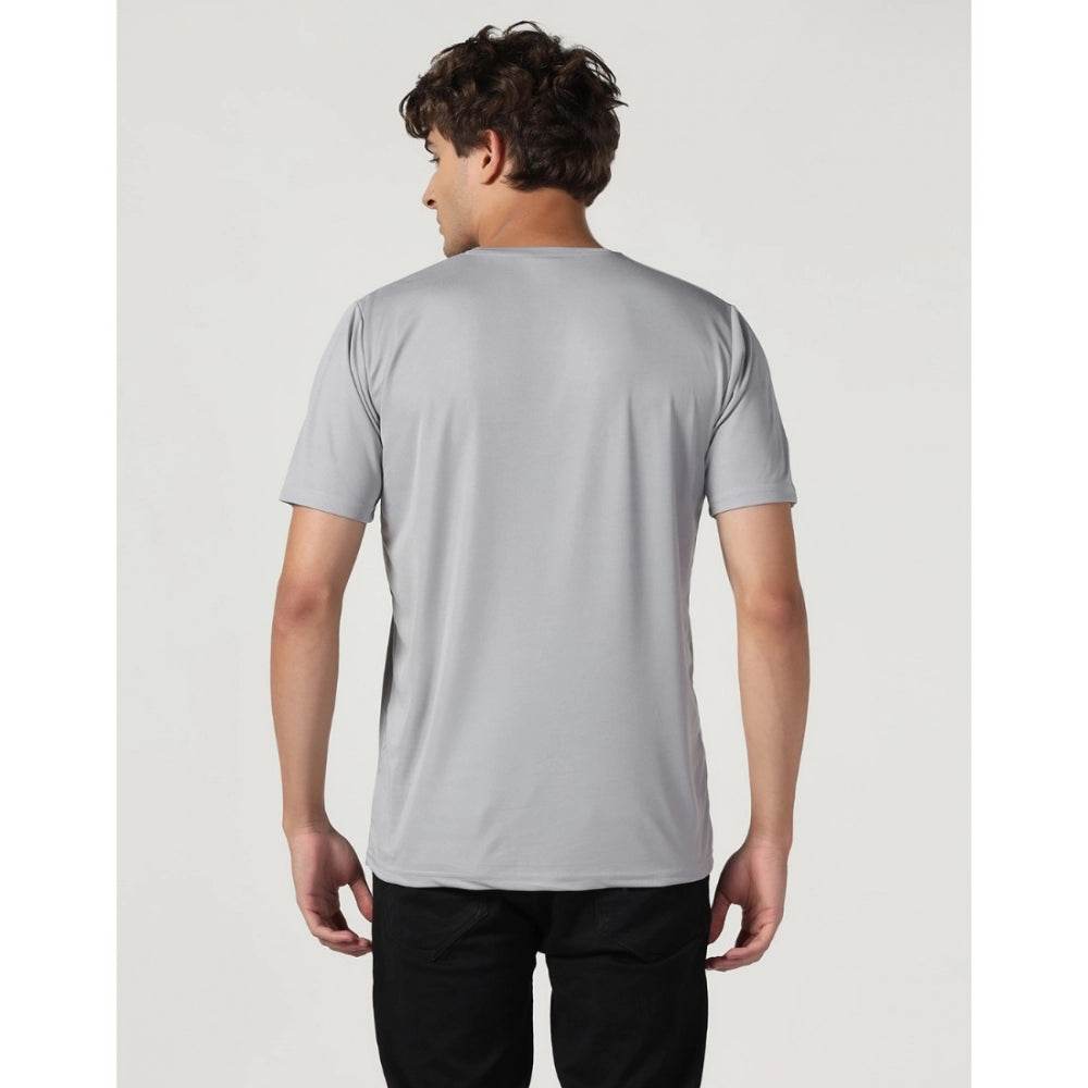 Generic Men's Casual Half Sleeve Solid Polyester Round Neck T-shirt (Lgrey) - MYLUXURY LANE ENTERPRISE
