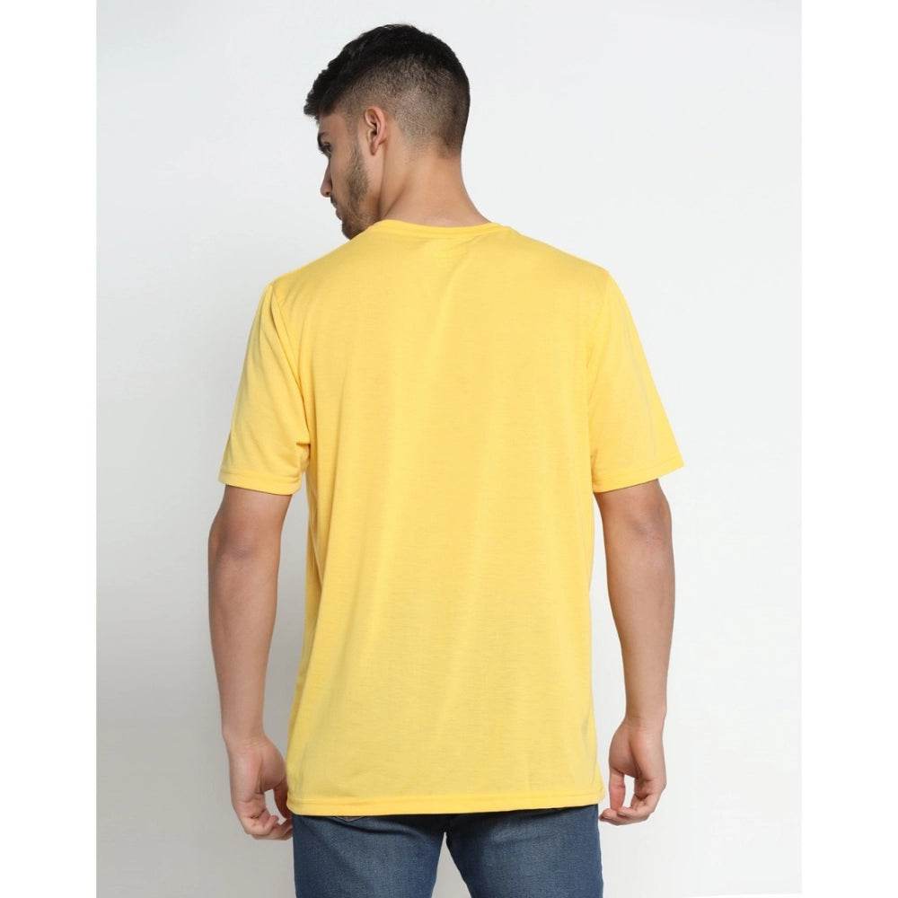 Generic Men's Casual Half Sleeve Printed Cotton Blended Round Neck T-shirt (Yellow) - MYLUXURY LANE ENTERPRISE