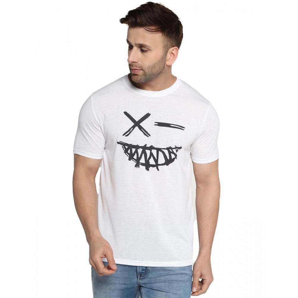 Generic Men's Casual Half Sleeve Printed Cotton Blended Round Neck T-shirt (White) - MYLUXURY LANE ENTERPRISE
