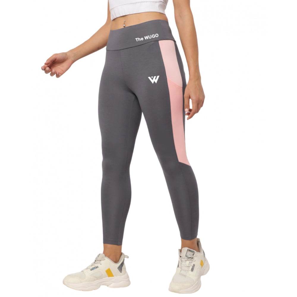 Generic Women's Polyster Solid Sport Leggings (Grey) - MYLUXURY LANE ENTERPRISE