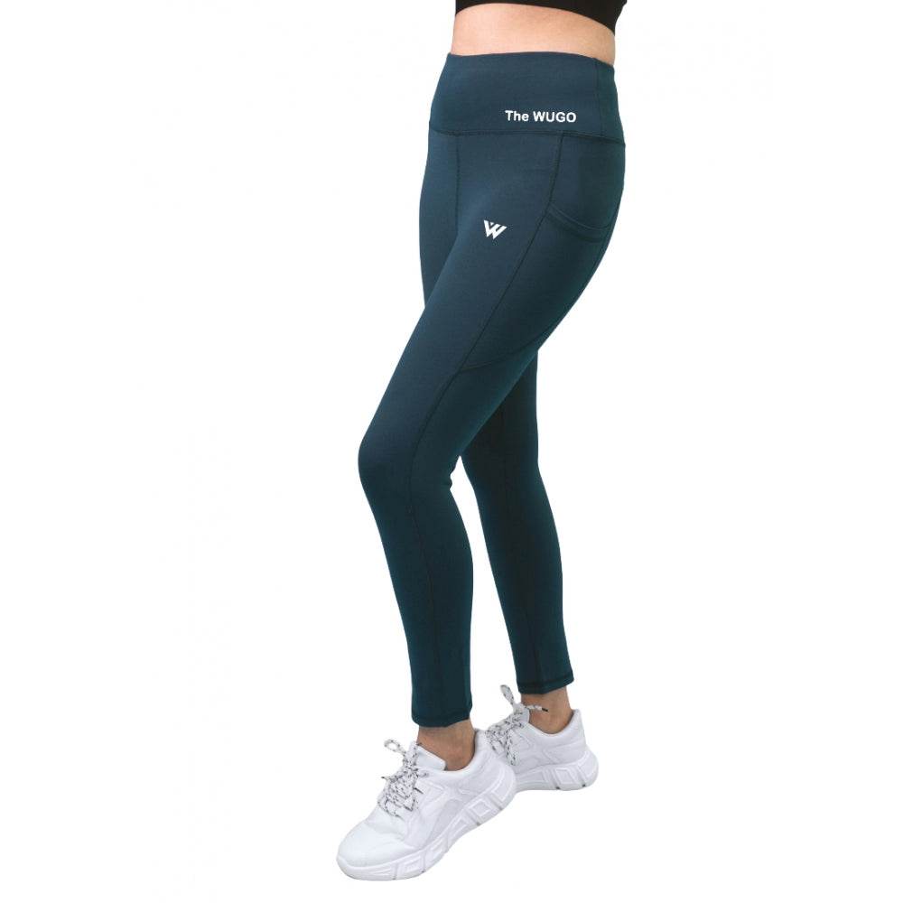 Generic Women's Polyster Solid Sport Leggings (Blue) - MYLUXURY LANE ENTERPRISE