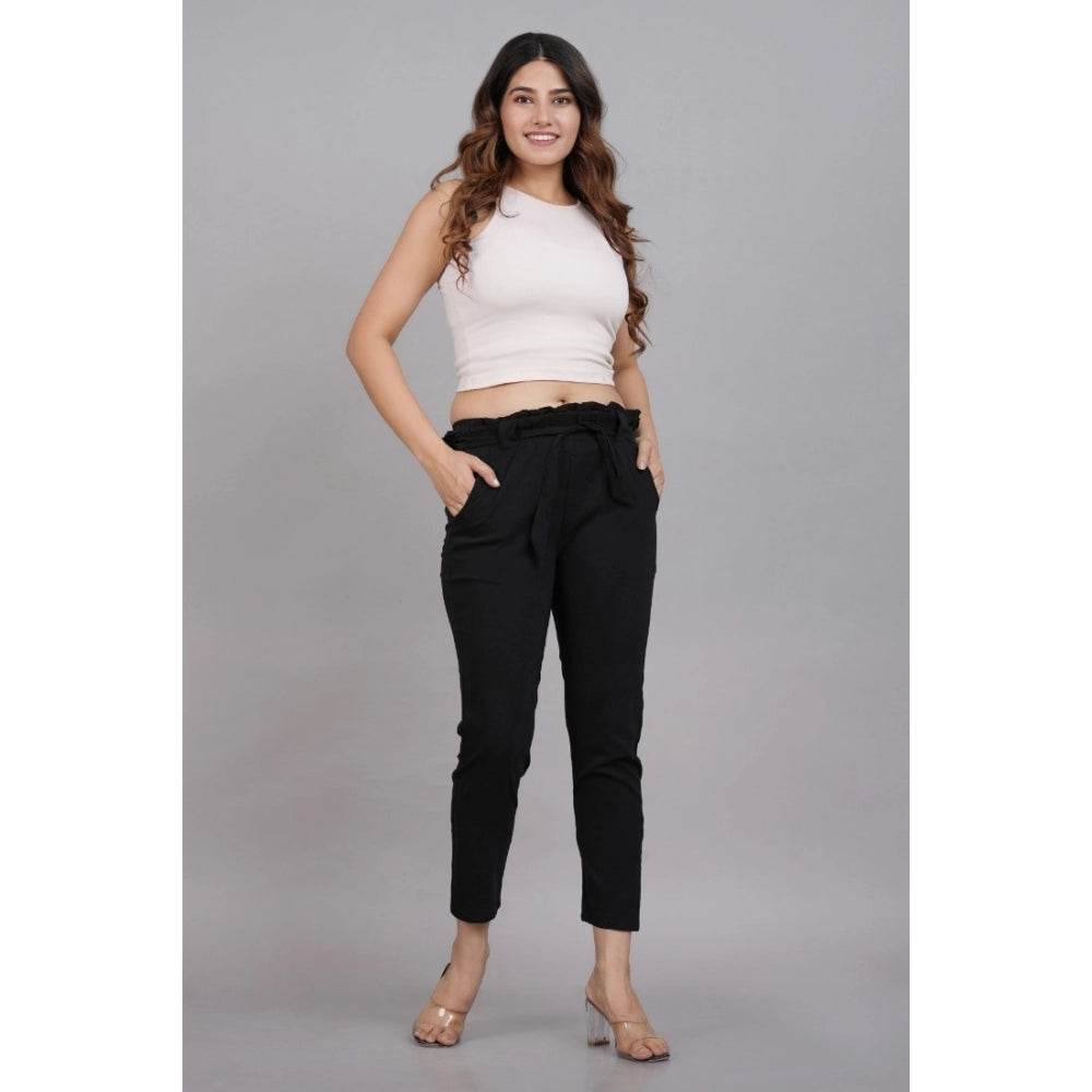 Generic Women's Casual Solid Lycra Trouser Pant (Black) - MYLUXURY LANE ENTERPRISE