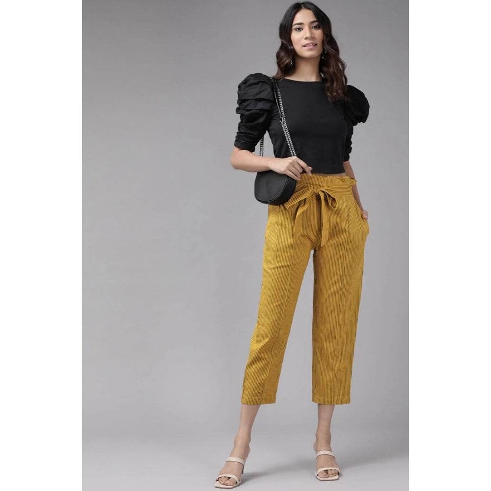 Generic Women's Casual Printed Cotton Flex Trouser Pant (Mustard) - MYLUXURY LANE ENTERPRISE