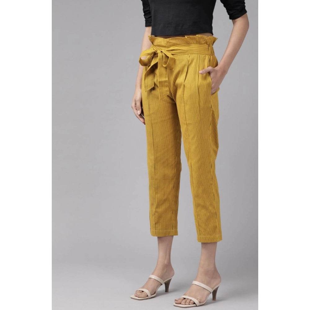 Generic Women's Casual Printed Cotton Flex Trouser Pant (Mustard) - MYLUXURY LANE ENTERPRISE