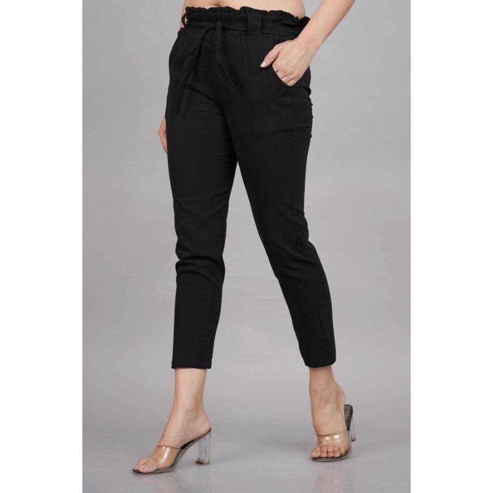 Generic Women's Casual Solid Lycra Trouser Pant (Black) - MYLUXURY LANE ENTERPRISE