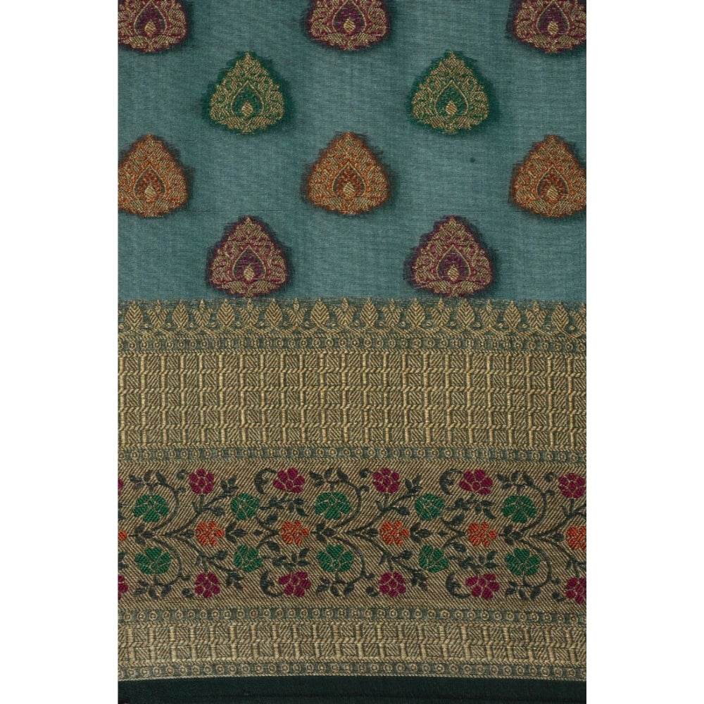 Generic Women's Organza Printed Saree With Unstitched Blouse (Sea Green, 5-6 Mtrs) - MYLUXURY LANE ENTERPRISE