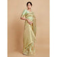 Generic Women's Linen Printed Saree With Unstitched Blouse (Pista, 5-6 Mtrs) - MYLUXURY LANE ENTERPRISE
