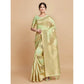 Generic Women's Linen Printed Saree With Unstitched Blouse (Pista, 5-6 Mtrs) - MYLUXURY LANE ENTERPRISE