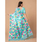 Generic Women's Cotton Printed Saree With Unstitched Blouse (Sky Blue, 5-6 Mtrs) - MYLUXURY LANE ENTERPRISE