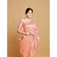 Generic Women's Linen Printed Saree With Unstitched Blouse (Pink, 5-6 Mtrs) - MYLUXURY LANE ENTERPRISE