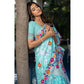 Generic Women's Cotton Printed Saree With Unstitched Blouse (Sky Blue, 5-6 Mtrs) - MYLUXURY LANE ENTERPRISE