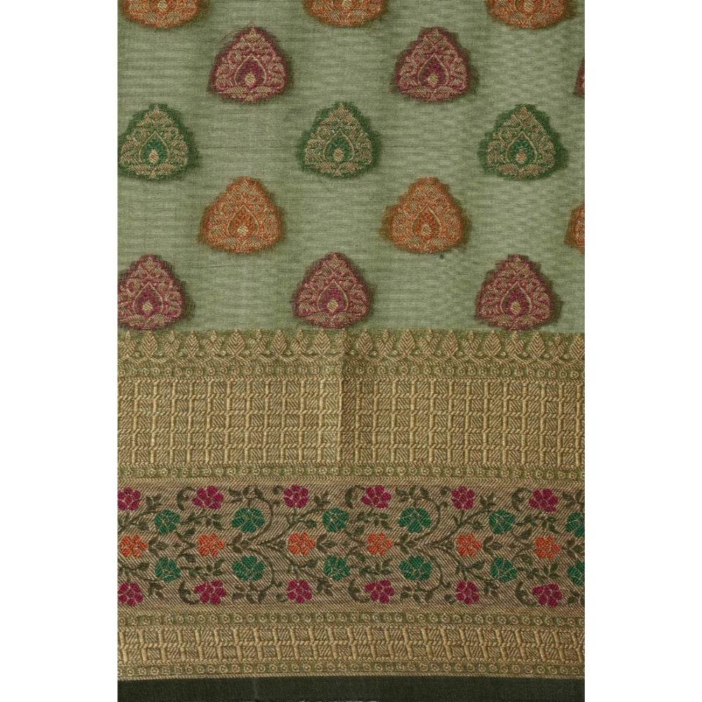 Generic Women's Organza Printed Saree With Unstitched Blouse (Mahendi, 5-6 Mtrs) - MYLUXURY LANE ENTERPRISE