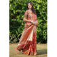 Generic Women's Organza Printed Saree With Unstitched Blouse (Orange, 5-6 Mtrs) - MYLUXURY LANE ENTERPRISE