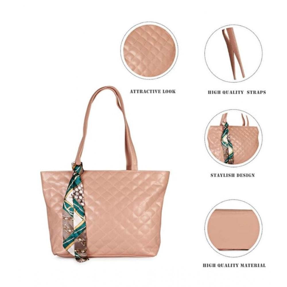 Generic Women's Polyurethane Textured  Shoulder Bag (Peach) - MYLUXURY LANE ENTERPRISE