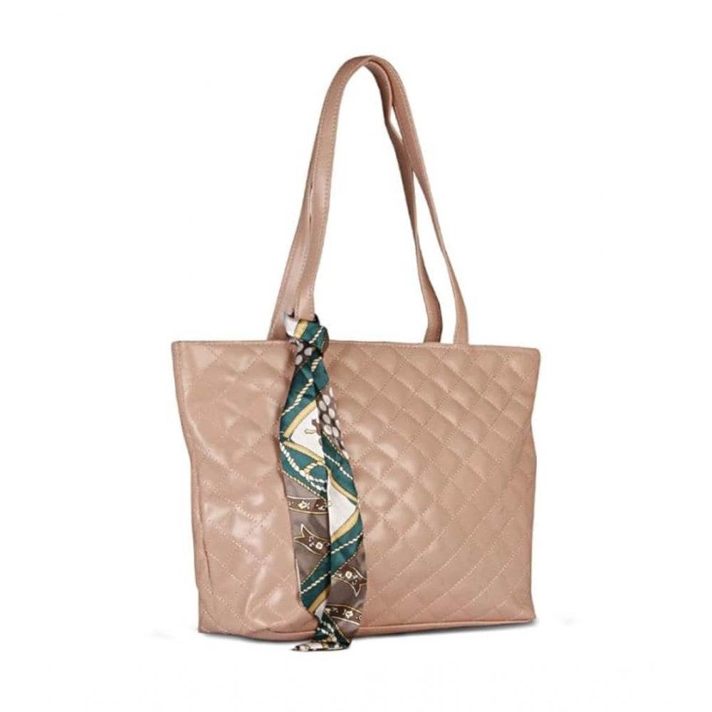 Generic Women's Polyurethane Textured  Shoulder Bag (Peach) - MYLUXURY LANE ENTERPRISE
