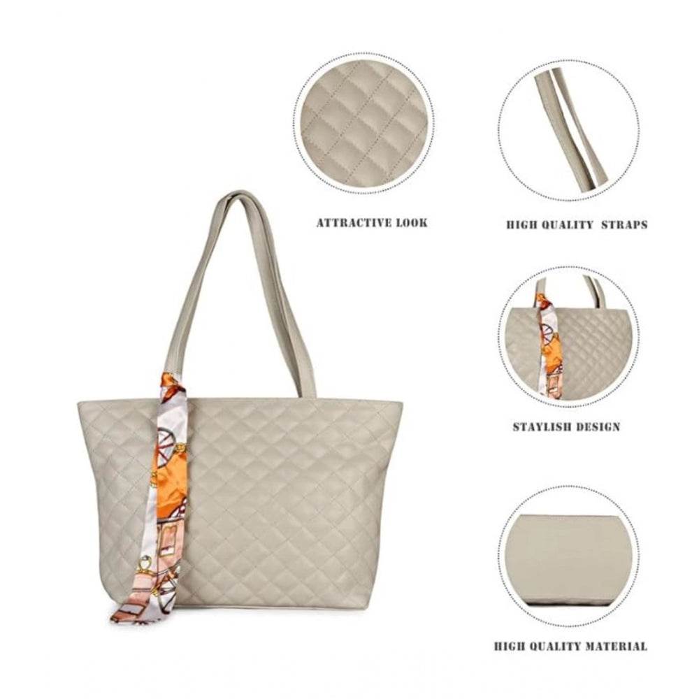 Generic Women's Polyurethane Textured  Shoulder Bag (Grey) - MYLUXURY LANE ENTERPRISE