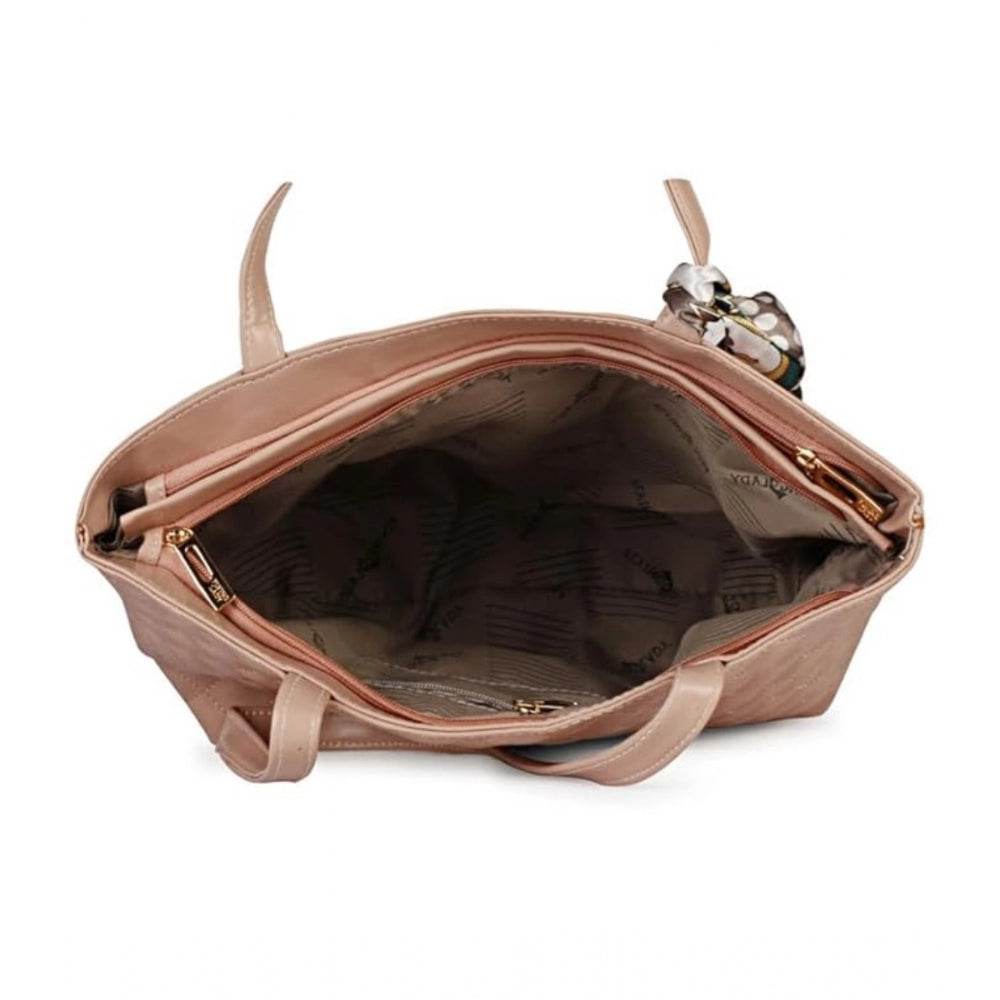 Generic Women's Polyurethane Textured  Shoulder Bag (Peach) - MYLUXURY LANE ENTERPRISE