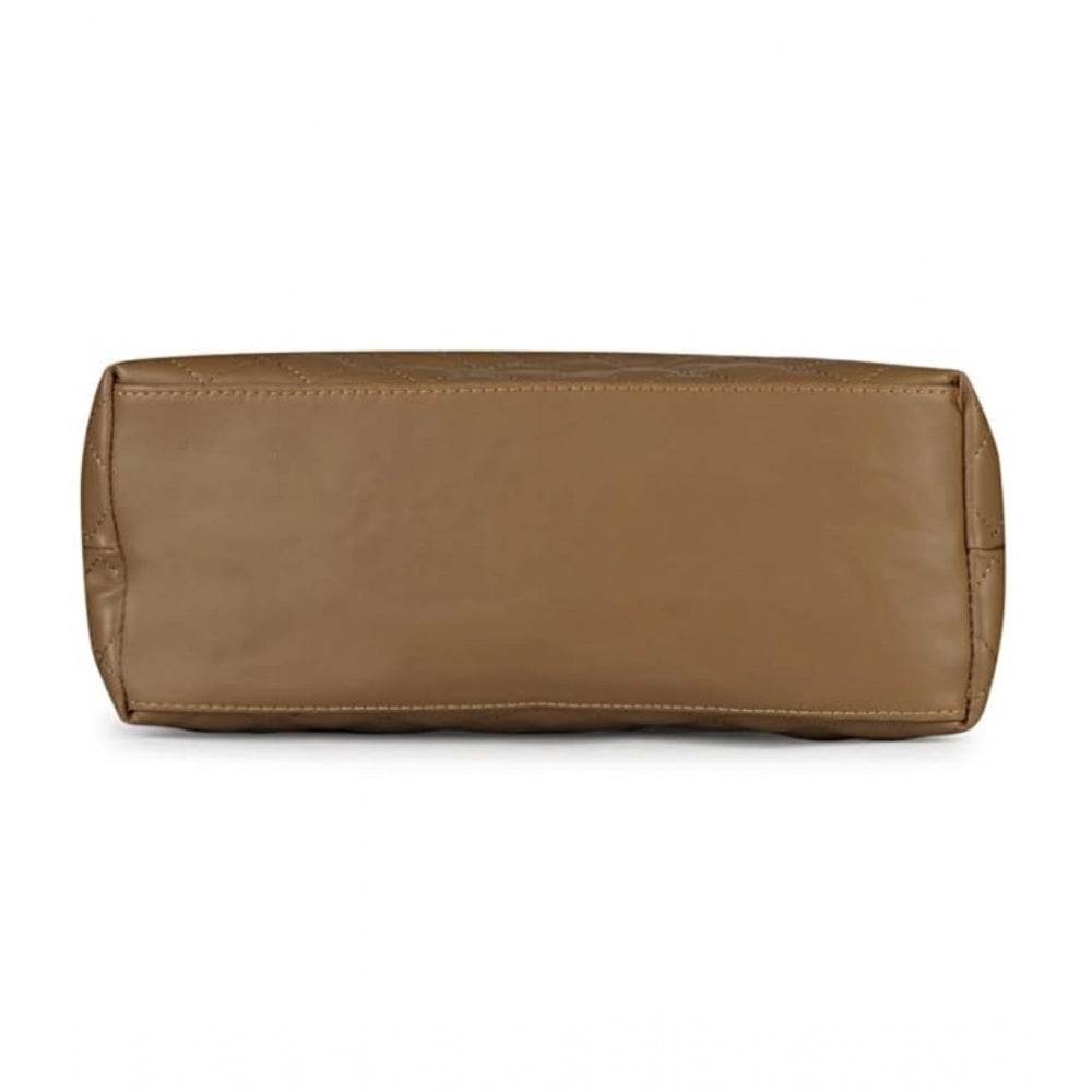 Generic Women's Polyurethane Textured  Shoulder Bag (Light Brown) - MYLUXURY LANE ENTERPRISE