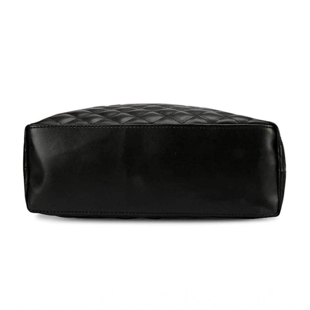 Generic Women's Polyurethane Textured  Shoulder Bag (Black) - MYLUXURY LANE ENTERPRISE