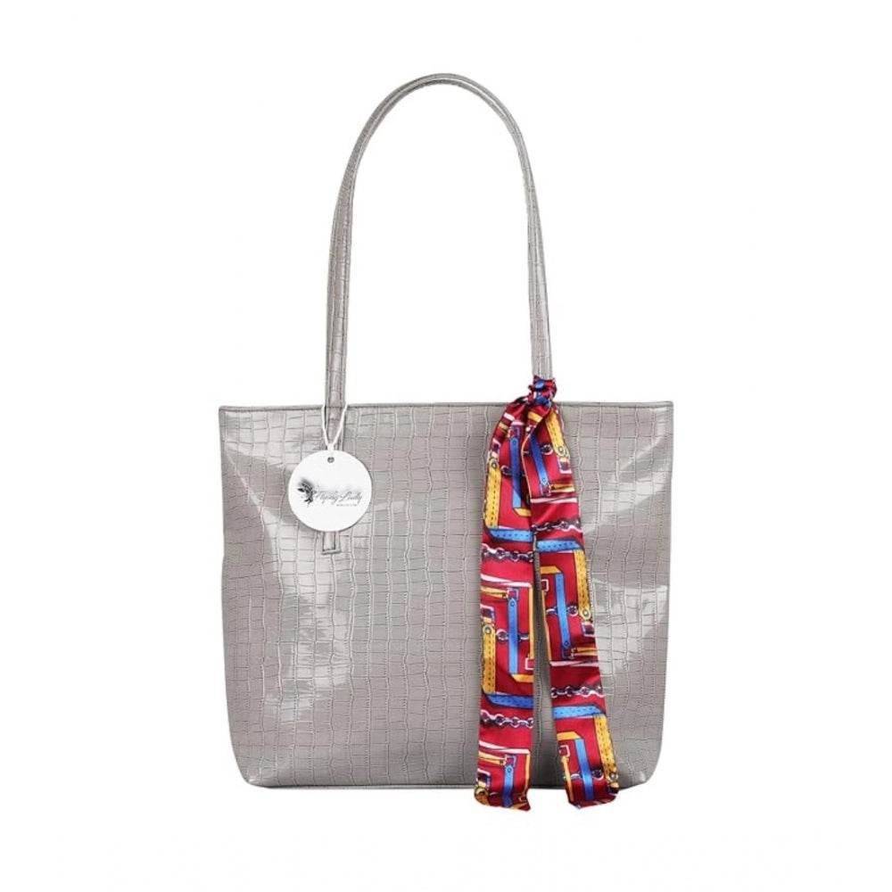 Generic Women's Polyurethane Textured, Croc Shoulder Bag (Grey) - MYLUXURY LANE ENTERPRISE