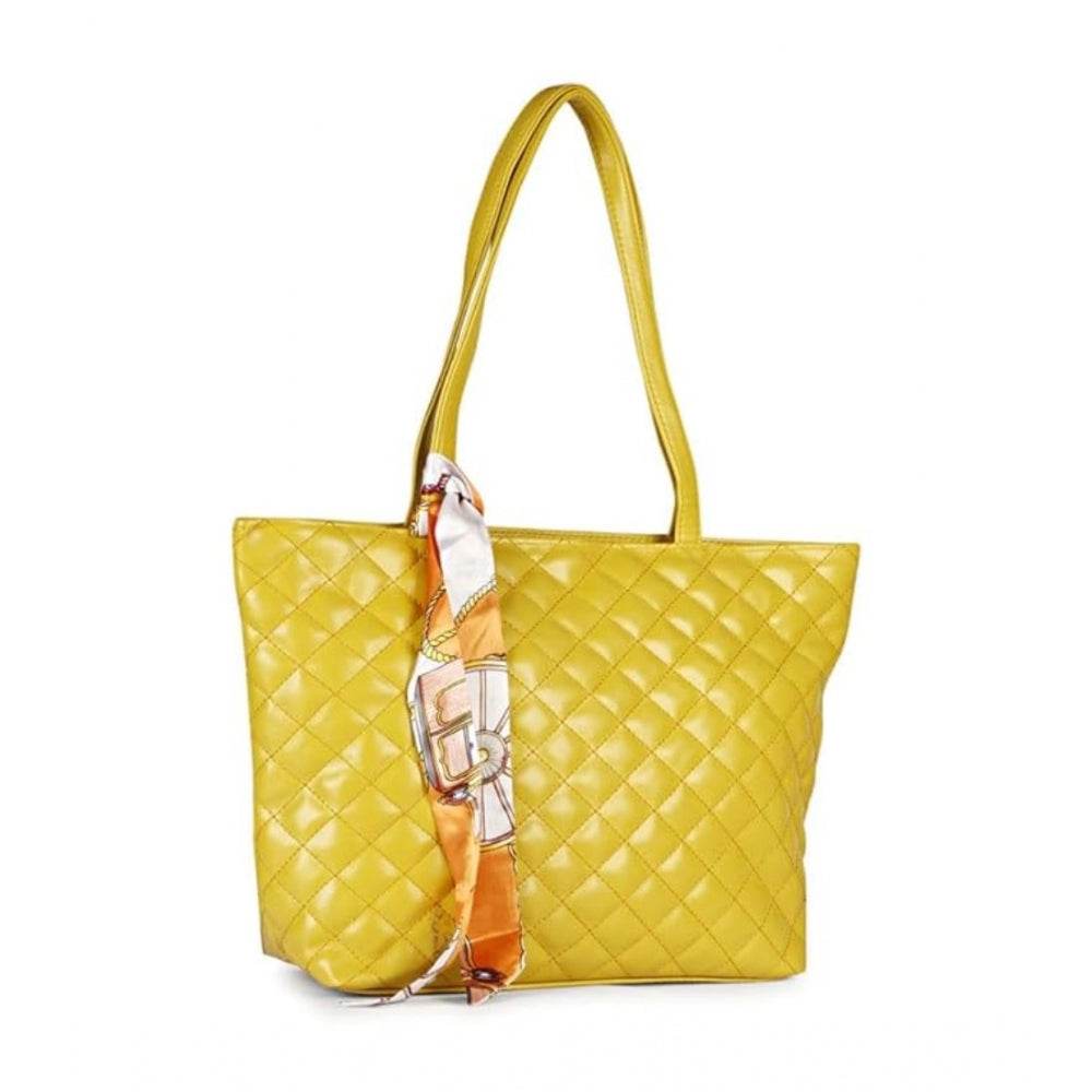 Generic Women's Polyurethane Textured  Shoulder Bag (Yellow) - MYLUXURY LANE ENTERPRISE