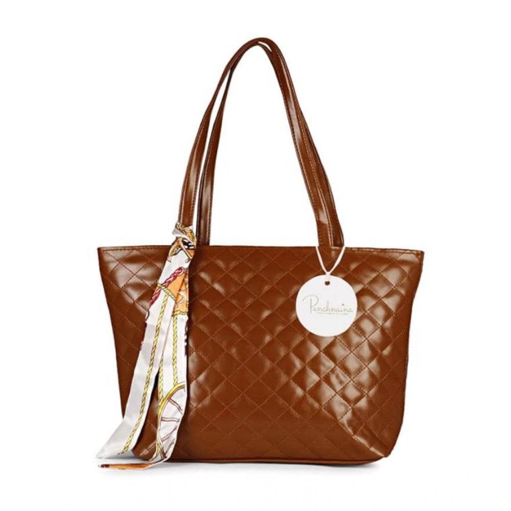 Generic Women's Polyurethane Textured  Shoulder Bag (Dark Brown) - MYLUXURY LANE ENTERPRISE