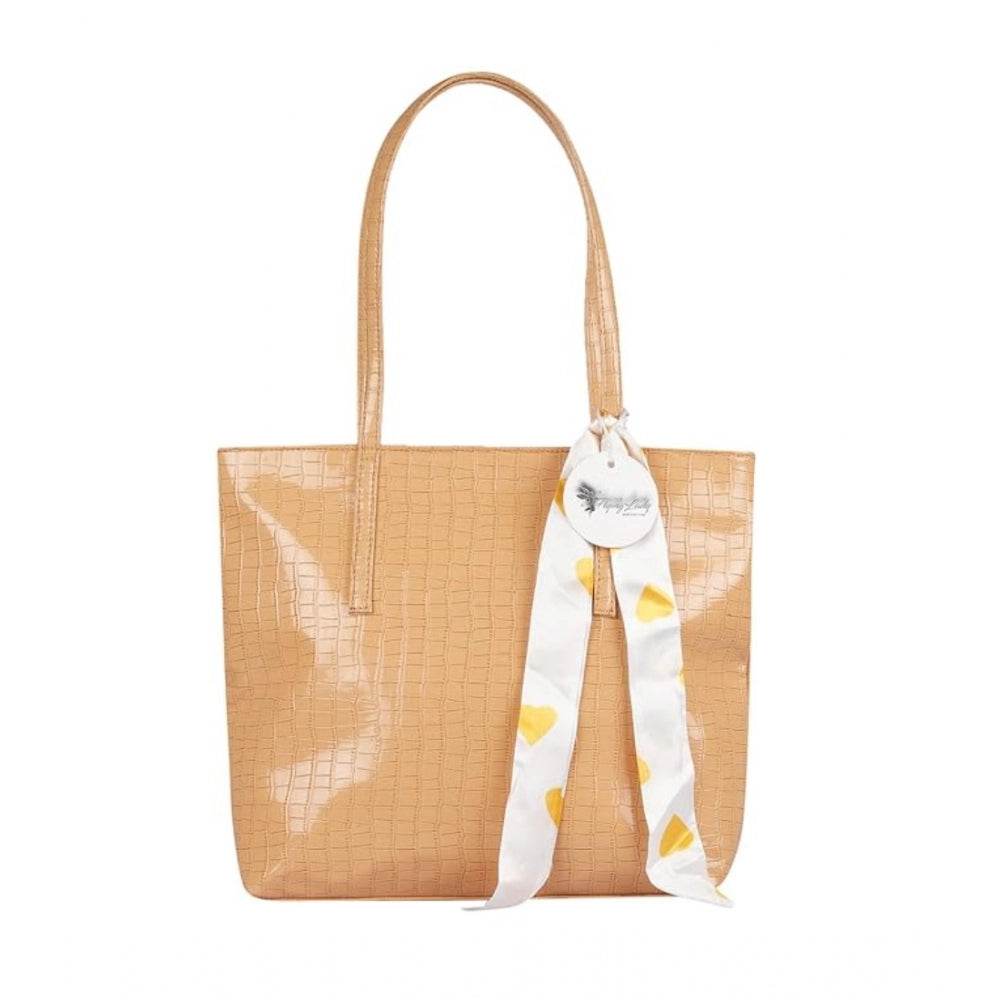 Generic Women's Polyurethane Textured, Croc Shoulder Bag (Yellow) - MYLUXURY LANE ENTERPRISE