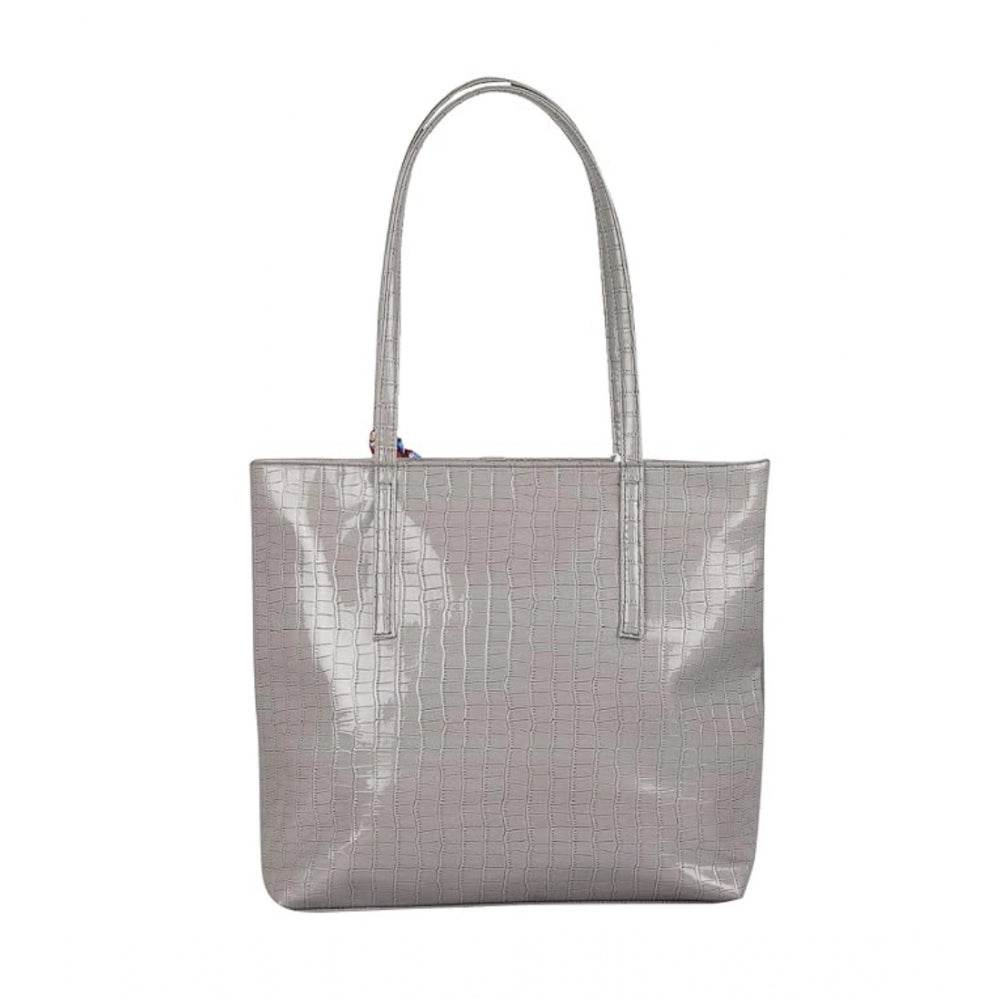 Generic Women's Polyurethane Textured, Croc Shoulder Bag (Grey) - MYLUXURY LANE ENTERPRISE