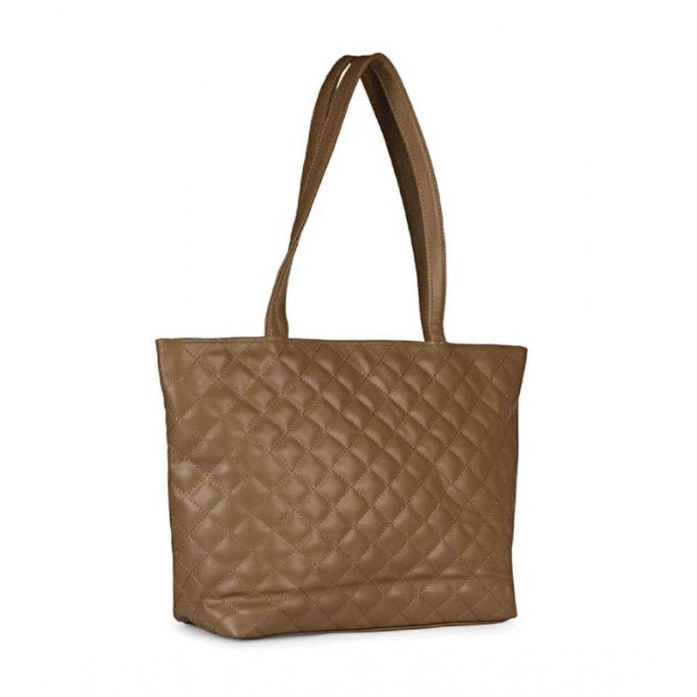 Generic Women's Polyurethane Textured  Shoulder Bag (Light Brown) - MYLUXURY LANE ENTERPRISE
