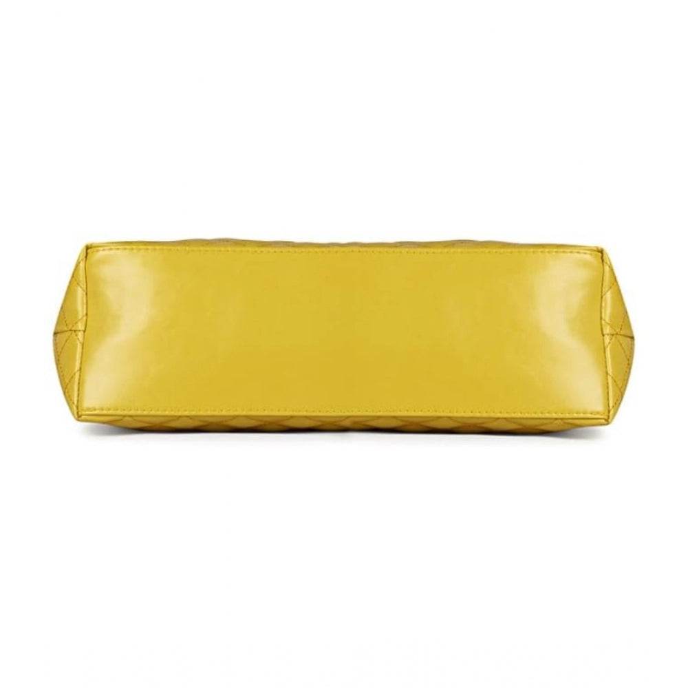 Generic Women's Polyurethane Textured  Shoulder Bag (Yellow) - MYLUXURY LANE ENTERPRISE