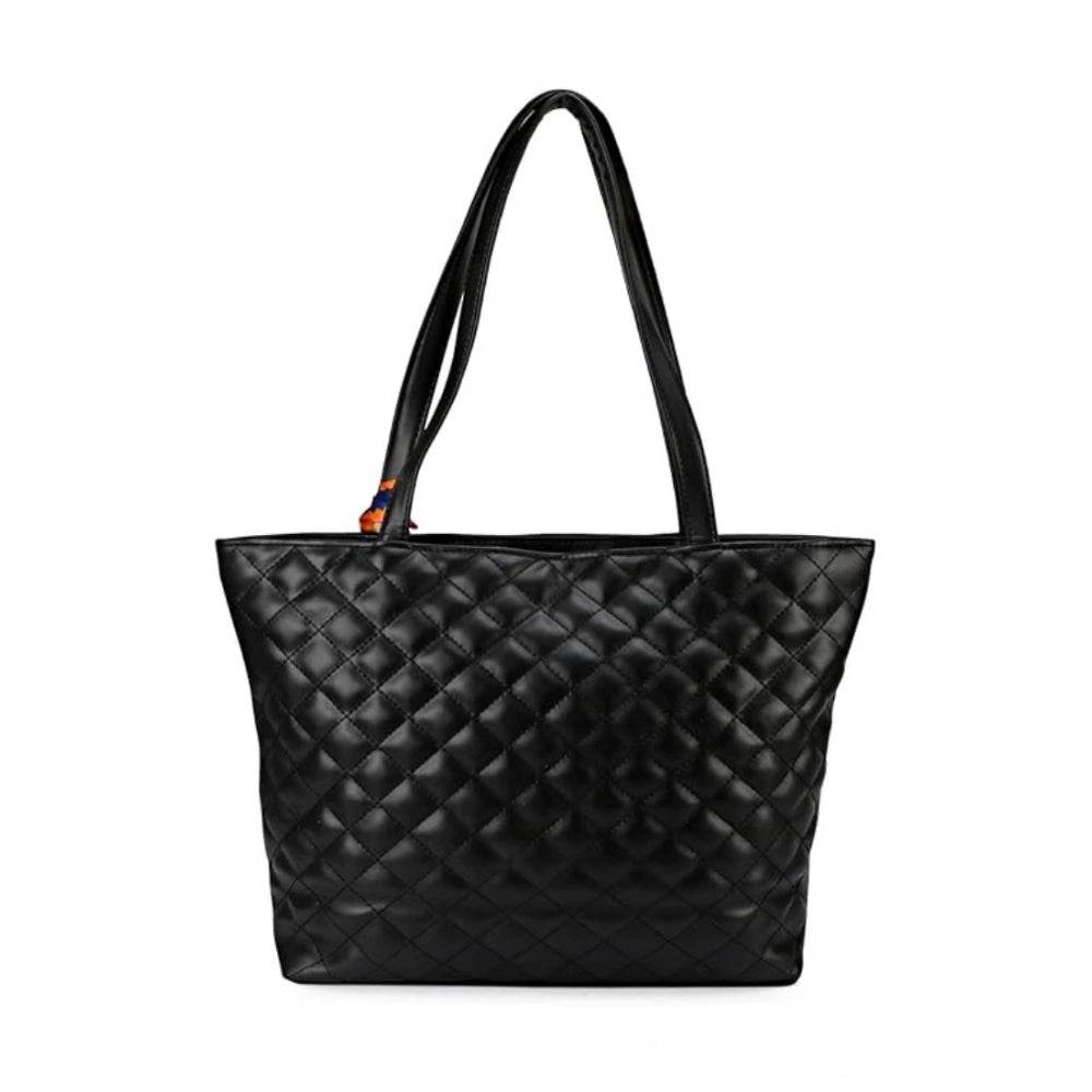 Generic Women's Polyurethane Textured  Shoulder Bag (Black) - MYLUXURY LANE ENTERPRISE