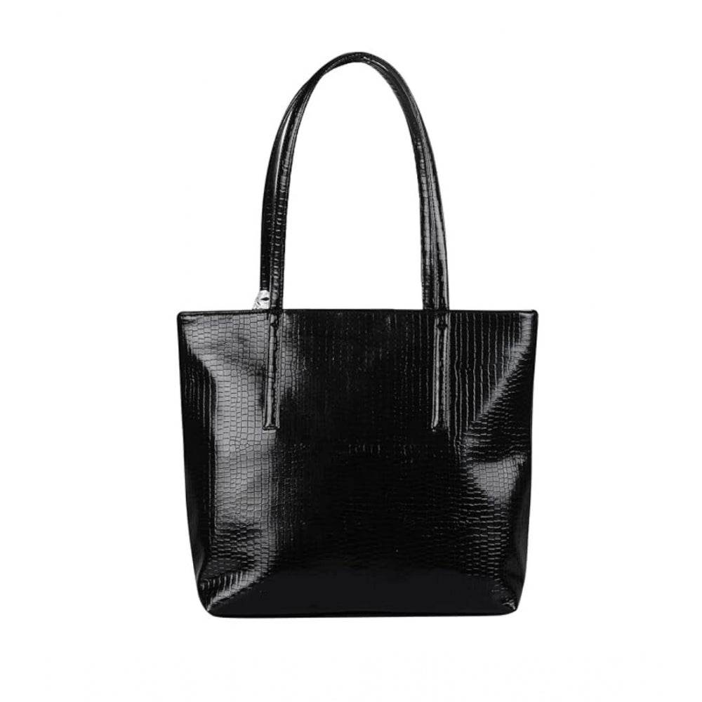 Generic Women's Polyurethane Textured, Croc Shoulder Bag (Black) - MYLUXURY LANE ENTERPRISE