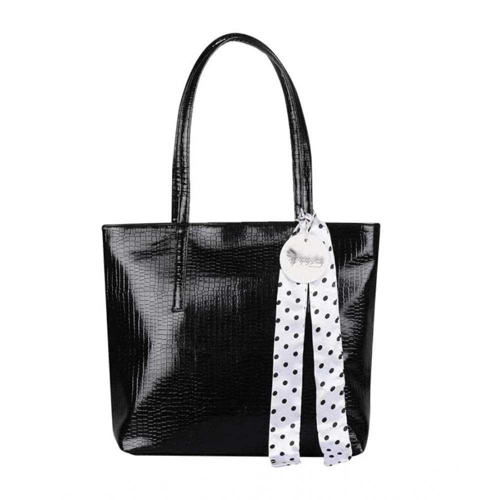Generic Women's Polyurethane Textured, Croc Shoulder Bag (Black) - MYLUXURY LANE ENTERPRISE