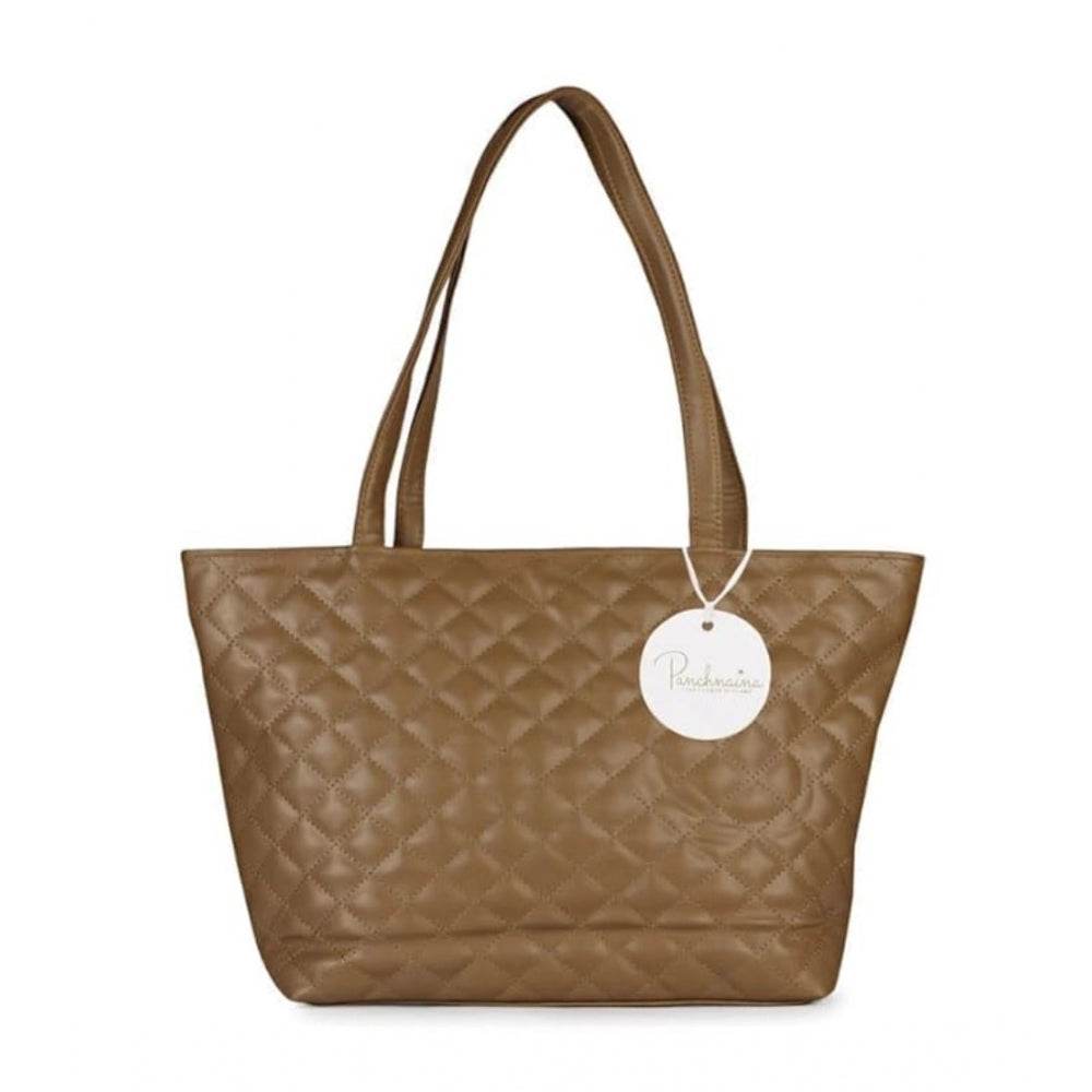 Generic Women's Polyurethane Textured  Shoulder Bag (Light Brown) - MYLUXURY LANE ENTERPRISE